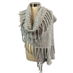 Madison 88 Gray Knit Blanket Scarf Very Soft Fringed 36"x 76"